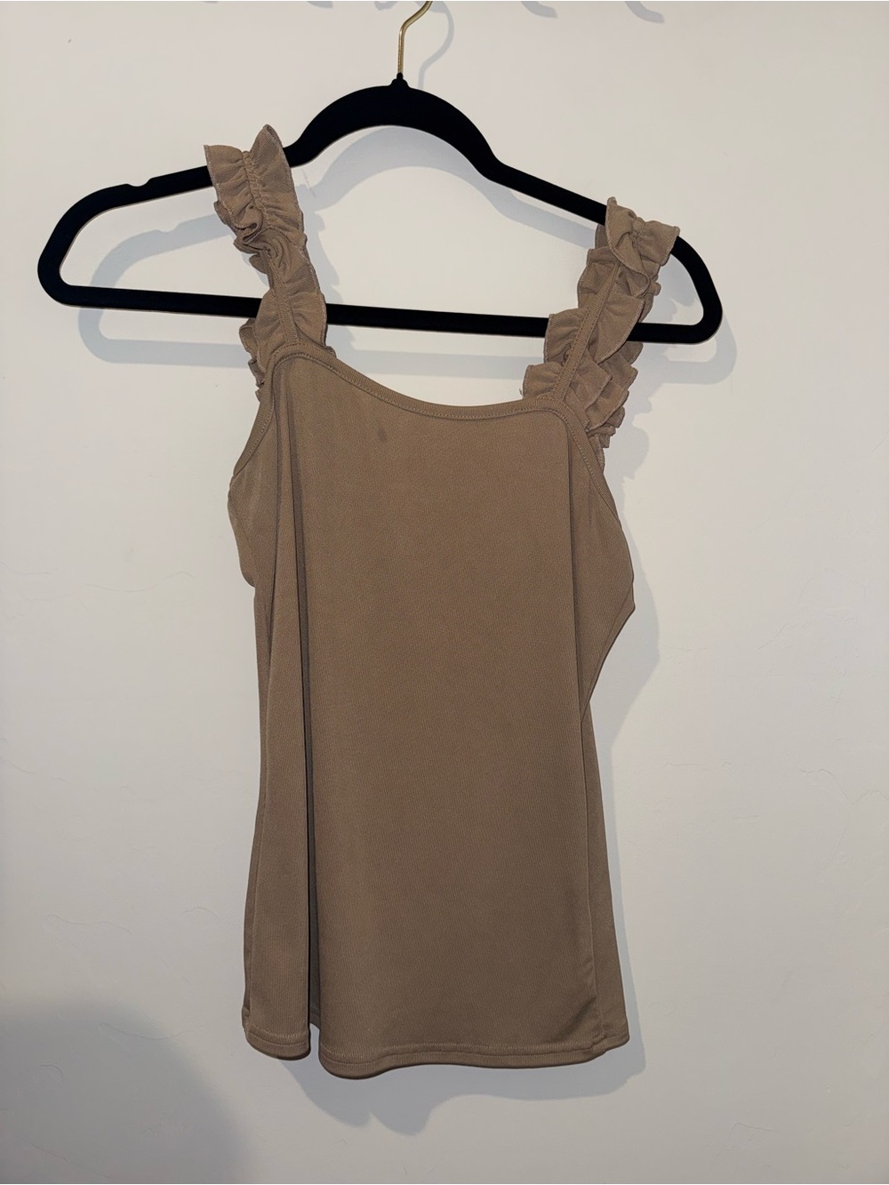H&M Ruffle Strap Tank Top - Taupe Brown